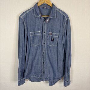 Diesel Industry Denim Shirt XL Blue Contrast Stitch Workwear Western